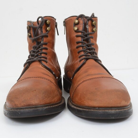 Aston Grey Biressa Brown Leather Zip Lace Ankle Chukka Boots Men's Size 10.5 - Picture 6 of 9